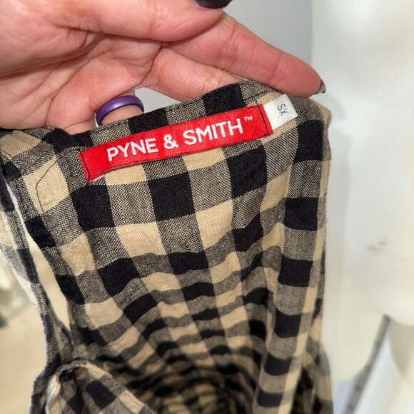 Pyne & Smith No 11 Linen Shortalls Gingham Montmartre Size XS Lagenlook Overalls - Picture 3 of 5